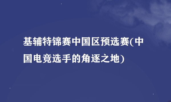 基辅特锦赛中国区预选赛(中国电竞选手的角逐之地)