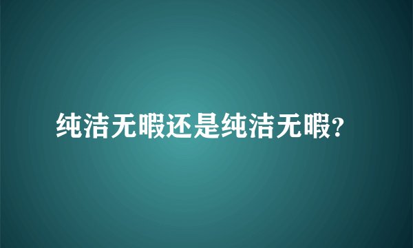 纯洁无暇还是纯洁无暇？