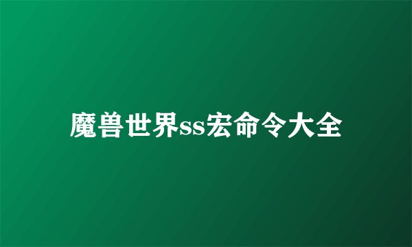 魔兽世界ss宏命令大全