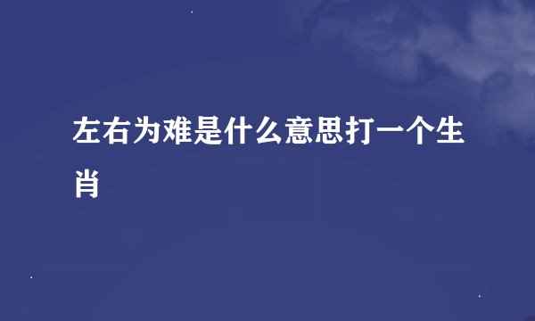 左右为难是什么意思打一个生肖