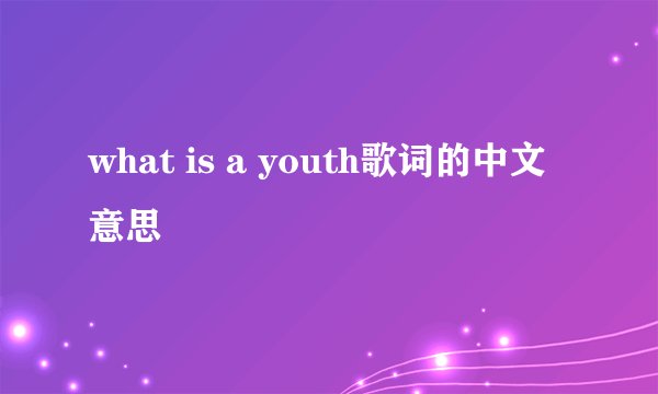 what is a youth歌词的中文意思