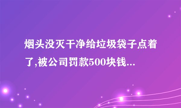 烟头没灭干净给垃圾袋子点着了,被公司罚款500块钱合计么？