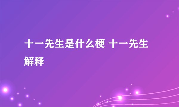 十一先生是什么梗 十一先生解释