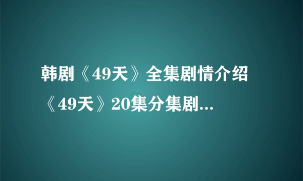 韩剧《49天》全集剧情介绍 《49天》20集分集剧情介绍 《49天》20全集大结局观看