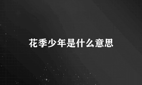 花季少年是什么意思