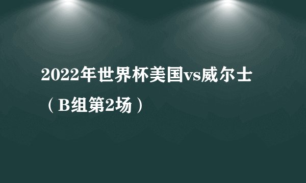 2022年世界杯美国vs威尔士（B组第2场）