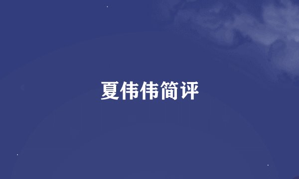 夏伟伟简评