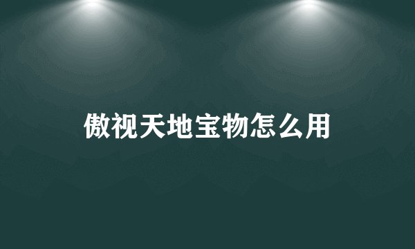 傲视天地宝物怎么用