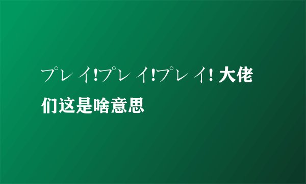 プレイ!プレイ!プレイ! 大佬们这是啥意思