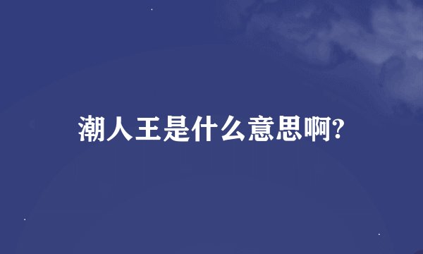 潮人王是什么意思啊?