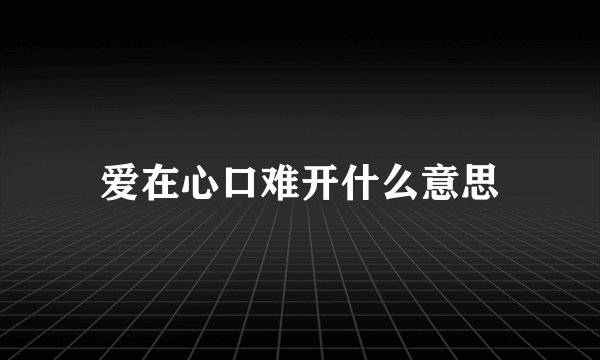 爱在心口难开什么意思