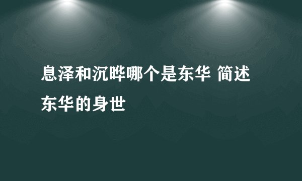 息泽和沉晔哪个是东华 简述东华的身世