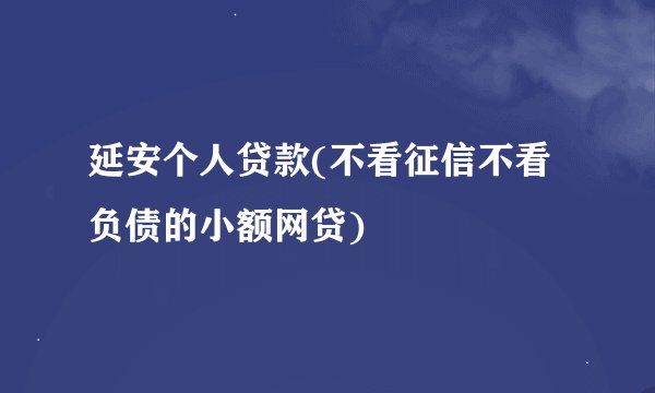 延安个人贷款(不看征信不看负债的小额网贷)