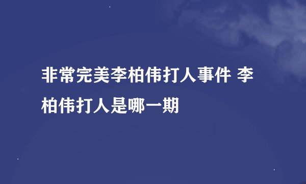非常完美李柏伟打人事件 李柏伟打人是哪一期