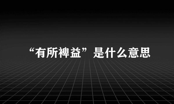 “有所裨益”是什么意思