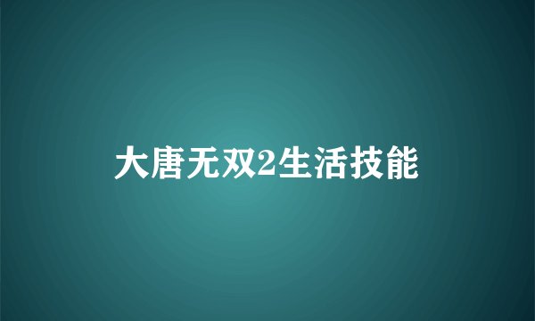大唐无双2生活技能