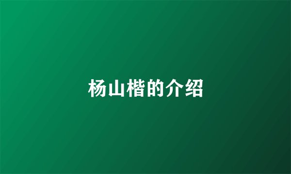 杨山楷的介绍