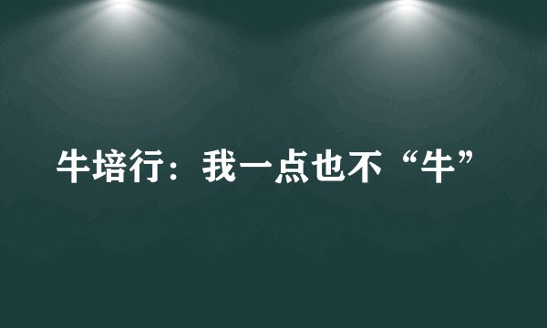 牛培行：我一点也不“牛”
