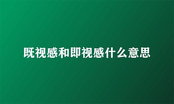 既视感和即视感什么意思