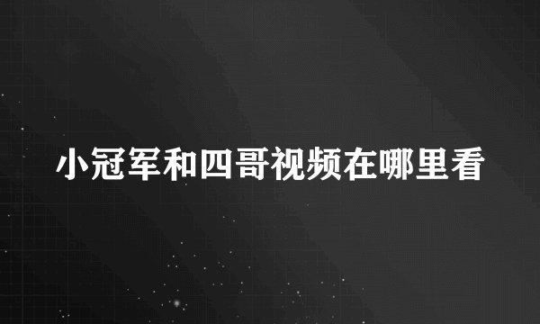 小冠军和四哥视频在哪里看
