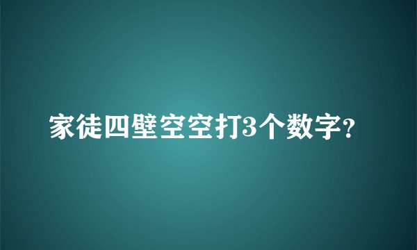 家徒四壁空空打3个数字？