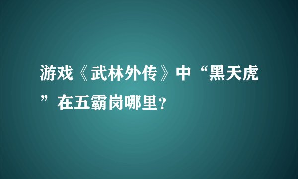 游戏《武林外传》中“黑天虎”在五霸岗哪里？