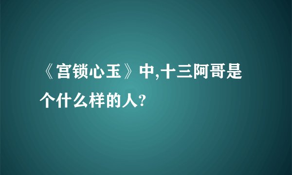 《宫锁心玉》中,十三阿哥是个什么样的人?