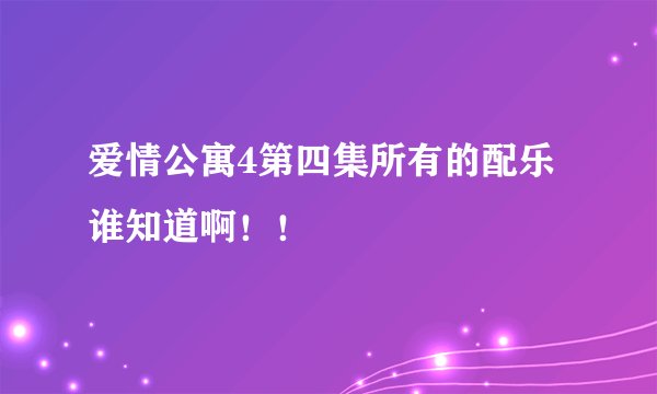爱情公寓4第四集所有的配乐谁知道啊！！