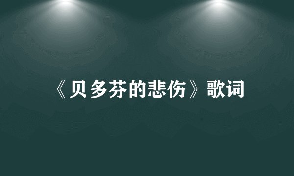 《贝多芬的悲伤》歌词