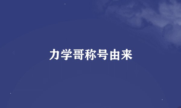 力学哥称号由来