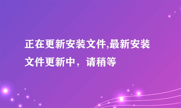 正在更新安装文件,最新安装文件更新中，请稍等