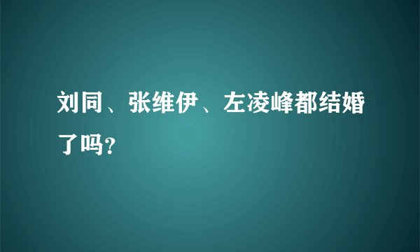 刘同、张维伊、左凌峰都结婚了吗？