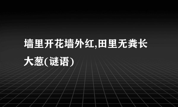 墙里开花墙外红,田里无粪长大葱(谜语)
