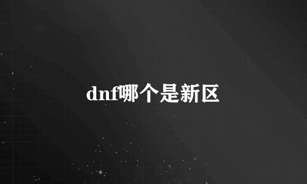 dnf哪个是新区