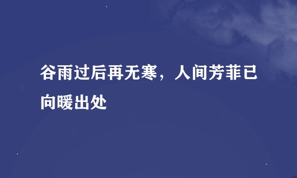 谷雨过后再无寒，人间芳菲已向暖出处