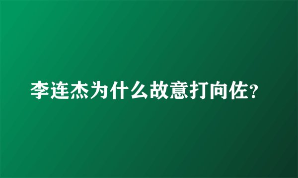 李连杰为什么故意打向佐？
