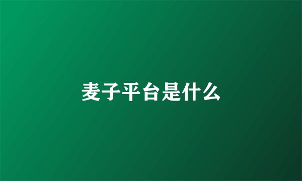麦子平台是什么