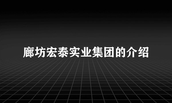 廊坊宏泰实业集团的介绍
