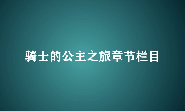 骑士的公主之旅章节栏目