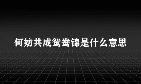 何妨共成鸳鸯锦是什么意思
