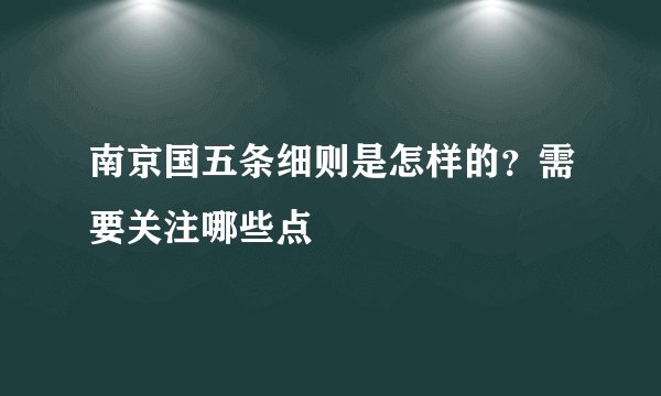 南京国五条细则是怎样的？需要关注哪些点
