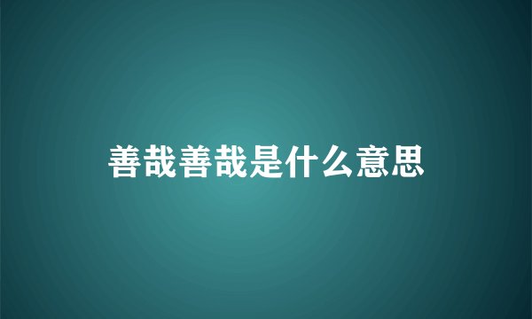 善哉善哉是什么意思