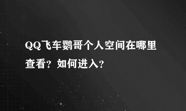QQ飞车鹦哥个人空间在哪里查看？如何进入？