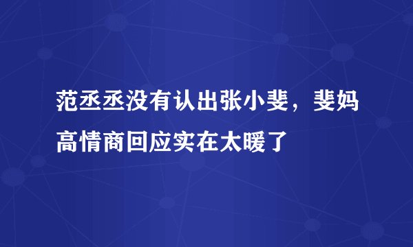 范丞丞没有认出张小斐，斐妈高情商回应实在太暖了