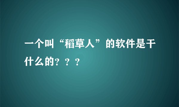 一个叫“稻草人”的软件是干什么的？？？