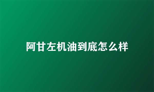 阿甘左机油到底怎么样