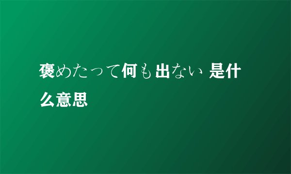 褒めたって何も出ない 是什么意思