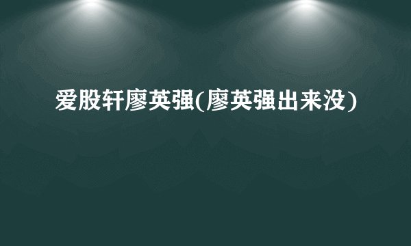 爱股轩廖英强(廖英强出来没)