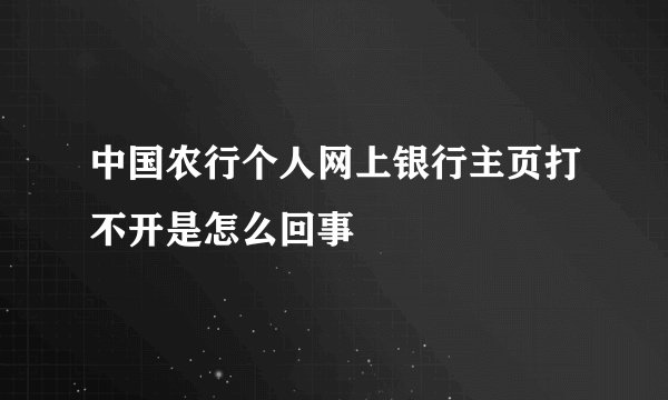 中国农行个人网上银行主页打不开是怎么回事