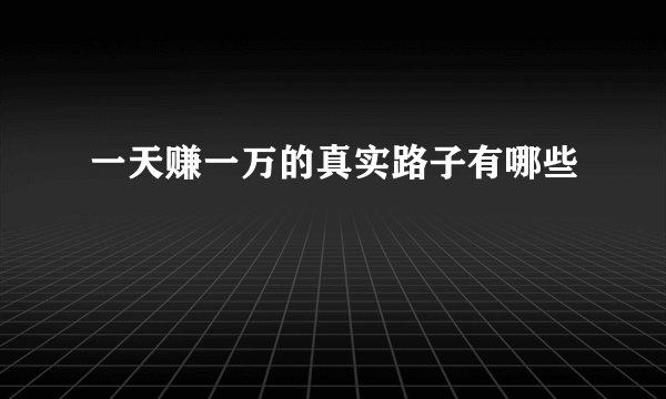 一天赚一万的真实路子有哪些